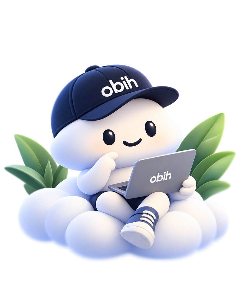 Обі — помічник obih на хмаринці з ноутбуком